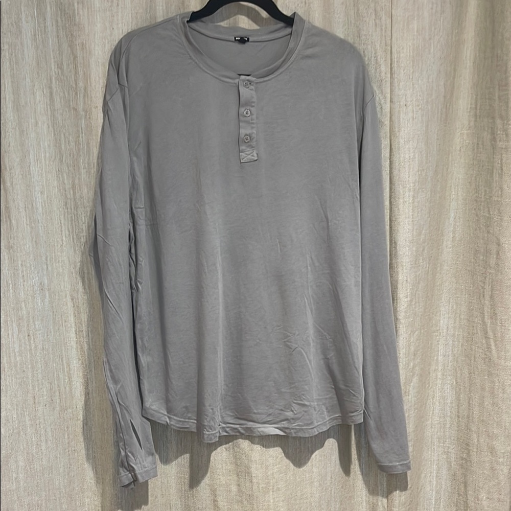 Monrow Gray Long Sleeve Tee Soft Cotton Modal Blend